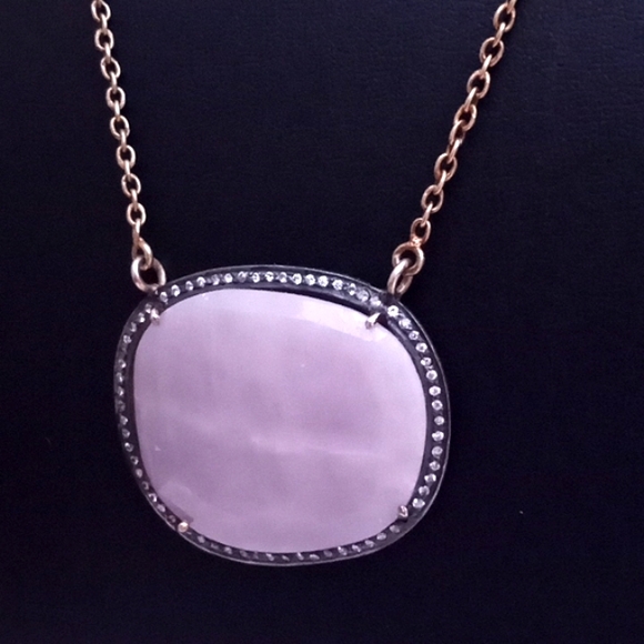 ESTATE 14K Vermeil Large Pink Ruby / Sapphire White Stone Halo Pendant Necklace - Picture 3 of 16